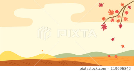 Autumn scenery with maple trees and hills. 119696843