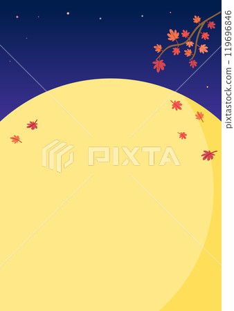Autumn night background with maple trees and full moon. Autumn night background with maple trees and full moon. 119696846