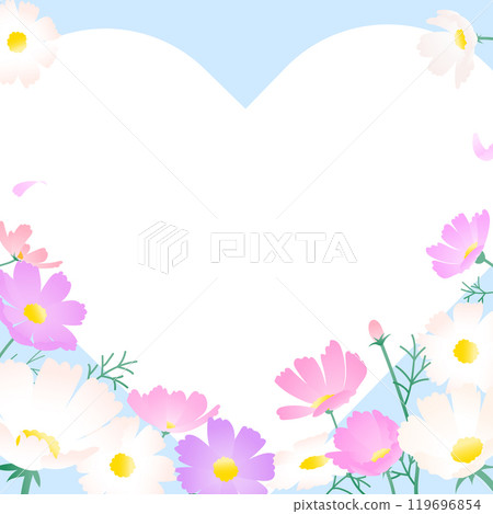 Illustration with Cosmos and Heart Frame Design 119696854