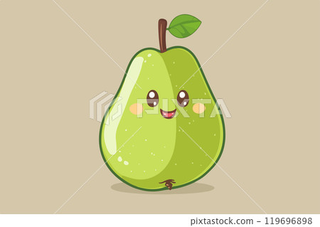 Cheerful Pear kawaii cartoon. Vector illustration 119696898