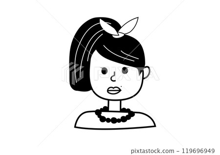 Minimalist doodle of a stylish female face with a hairband. Vector illustration Minimalist doodle of a stylish female face with a hairband. Vector illustration 119696949