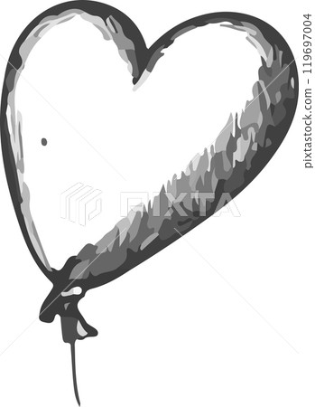 Heart Balloon black and white sketch. Vector illustration 119697004