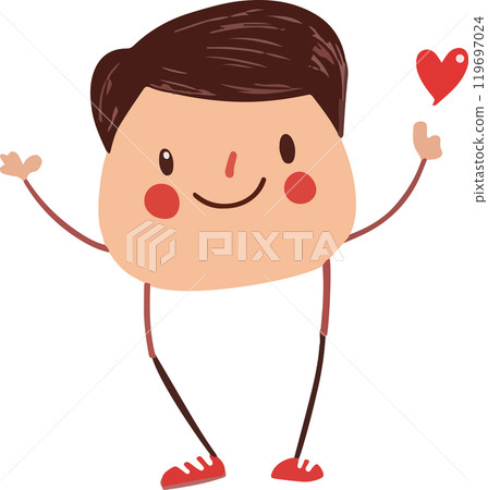 A happy male character holding a heart. Vector illustration A happy male character holding a heart. Vector illustration 119697024