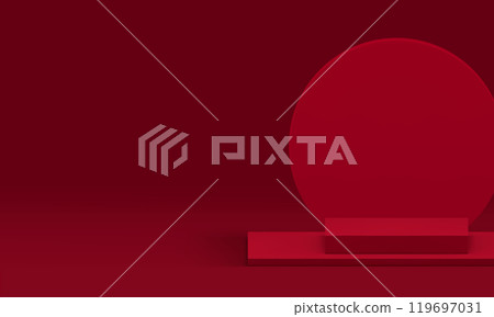 3d red podium pedestal with round wall background realistic vector illustration 3d red podium pedestal with round wall background realistic vector illustration 119697031