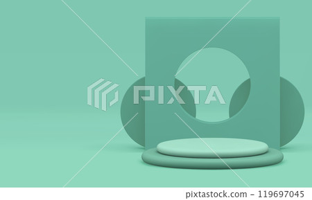 3d green podium with geometric shape wall background for show realistic vector illustration 3d green podium with geometric shape wall background for show realistic vector illustration 119697045
