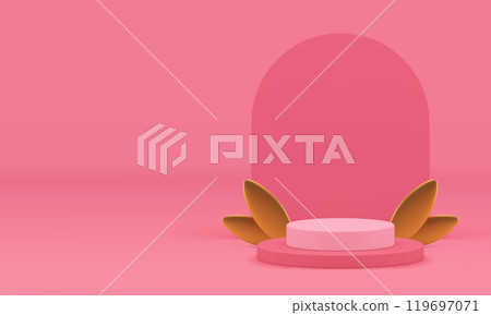 3d elegant pink podium mockup for luxury cosmetic product show realistic vector illustration 3d elegant pink podium mockup for luxury cosmetic product show realistic vector illustration 119697071