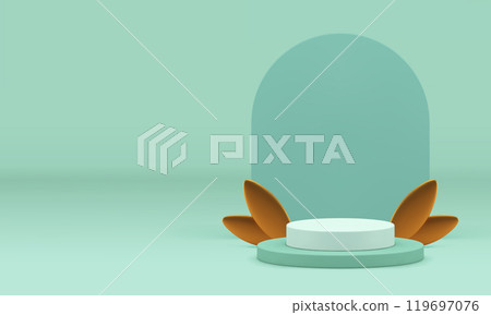 3d green pastel podium pedestal for product show presentation realistic vector illustration 3d green pastel podium pedestal for product show presentation realistic vector illustration 119697076