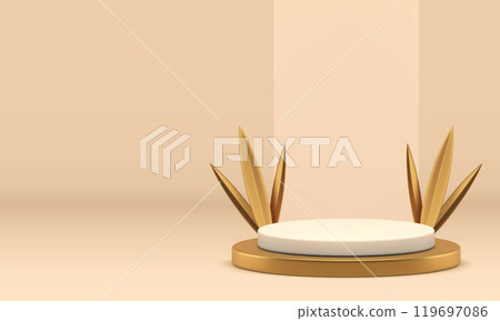 3d beige luxury podium pedestal for product show presentation realistic vector illustration 3d beige luxury podium pedestal for product show presentation realistic vector illustration 119697086