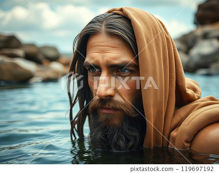 Jesus in Water. High quality illustration 119697192