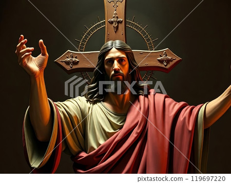 Jesus with Outstretched Arms. High quality illustration 119697220