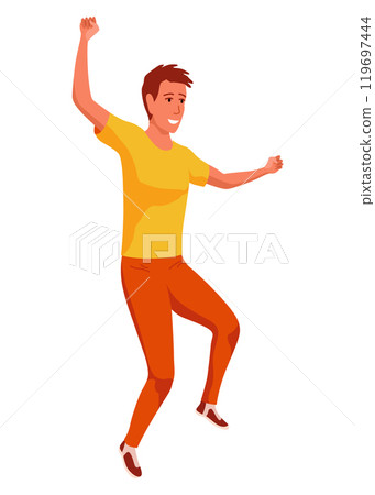Happy jumping people. Happy positive young men. Young joyful laughing people jumping with raised hands isolated on white background Happy jumping people. Happy positive young men. Young joyful laughing people jumping with raised hands isolated on white background 119697444