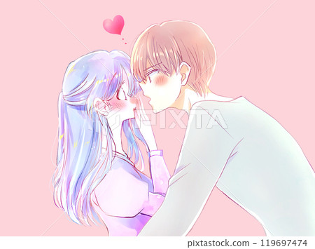 Man approaching woman, love, serious 119697474