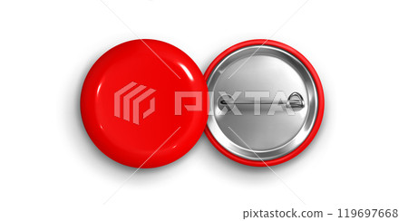 Mockup of red round blank pin badge 119697668