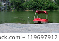 Photo of Egretta Garzetta and Paddle boat, a bird that lives on man-made objects. 119697912