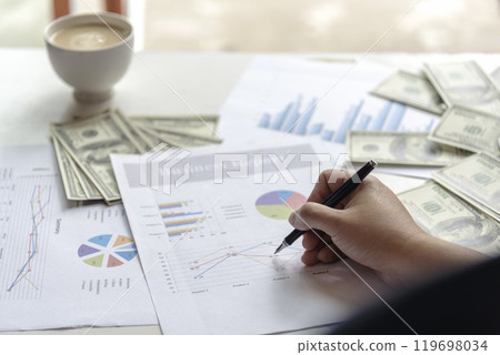 Businessman hands working Excel graph Spreadsheet Document showing business Infographic Financial summary report. Financial Plan Data Accounting Database Report. Business Graphs chart office desk Businessman hands working Excel graph Spreadsheet Document showing business Infographic Financial summary report. Financial Plan Data Accounting Database Report. Business Graphs chart office desk 119698034