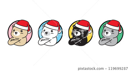 Bear polar icon christmas santa claus hat arms crossed teddy vector pet cartoon character logo symbol colorful round border illustration clip art isolated design Bear polar icon christmas santa claus hat arms crossed teddy vector pet cartoon character logo symbol colorful round border illustration clip art isolated design 119699287