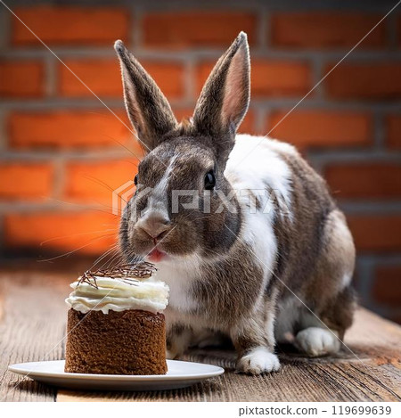 Rabbit eating cake Rabbit eating cake 119699639