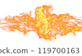3d illustration. Tongues of flame collide from opposite sides on a white background.  119700163