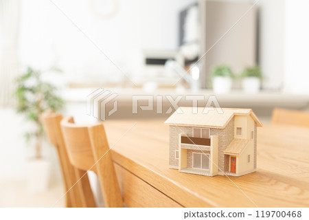 A model house placed in the living/dining/kitchen area A model house placed in the living/dining/kitchen area 119700468