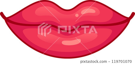 Cartoon illustration of red lips expressing a kiss or speech, isolated on white background 119701070