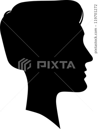 Side view silhouette of a young man, minimalist black and white portrait, ideal for profile pictures or avatars Side view silhouette of a young man, minimalist black and white portrait, ideal for profile pictures or avatars 119701272