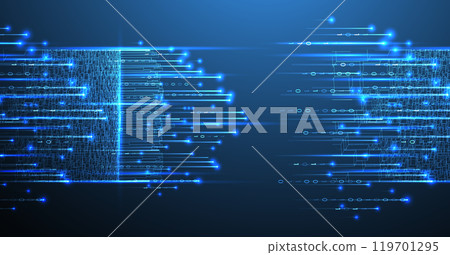 Big Data futuristic, technology light design. Vector datum digital background. Illustration innovation of data system. Hand drawn illustration. 119701295
