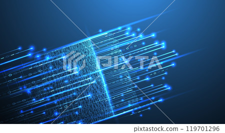 Big Data futuristic, technology light design. Vector datum digital background. Illustration innovation of data system. Hand drawn illustration. 119701296