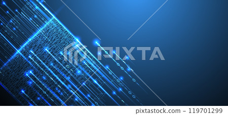 Big Data futuristic, technology light design. Vector datum digital background. Illustration innovation of data system. Hand drawn illustration. 119701299