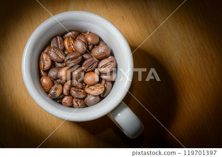 Cup of coffee seeds Cup of coffee seeds 119701397