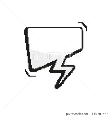 Empty Pixel Speech Bubble Message Dialogue for Text. Texting Dialogue Box Icon. Pixelated Blank Dialogue. 8 Bit Retro Style. Speech Bubble Cloud. Isolated Vector Illustration 119701436