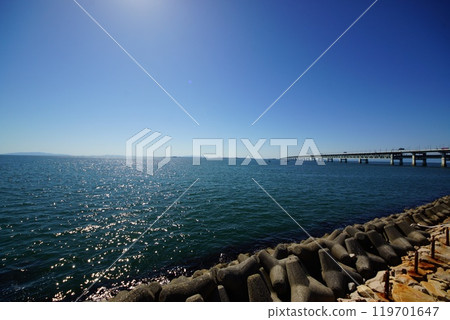 Rinku Park: Kansai International Airport under the blue sky 119701647