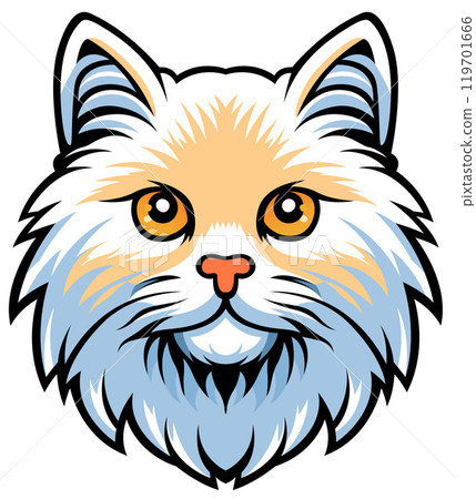 Colored Drawing of Cats Head Colored Drawing of Cats Head 119701666