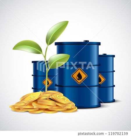 Barrel with crude oil or gasoline Barrel with crude oil or gasoline 119702139
