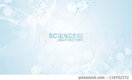 Health care abstract background with hexagons, lines and dots. Medical innovation banner template concept. Biology and pharmaceutical technology background. Vector illustration. 119702572