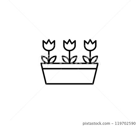 Vector illustration of flowers planted in a planter 119702590