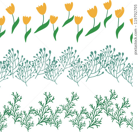 Chamomile horizontal border seamless pattern. Floral seamless border 119702705