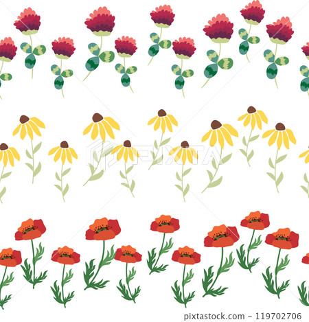 Chamomile horizontal border seamless pattern. Floral seamless border 119702706