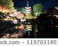 Kyoto: Toji Temple in autumn and the illuminated five-story pagoda 119703180