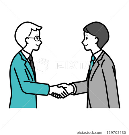 Illustration of a male business person shaking hands 119703380