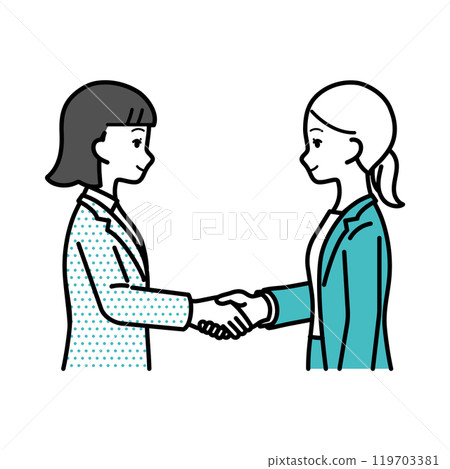女性商務人士握手的插圖 119703381