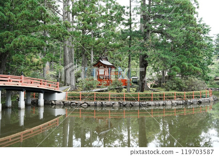Mount Koya Danjo Garan: Zennyoryuosha Shrine and Lotus Pond Mount Koya Danjo Garan: Zennyoryuosha Shrine and Lotus Pond 119703587