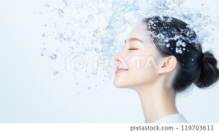 A woman with fresh skin thanks to skin care 119703611