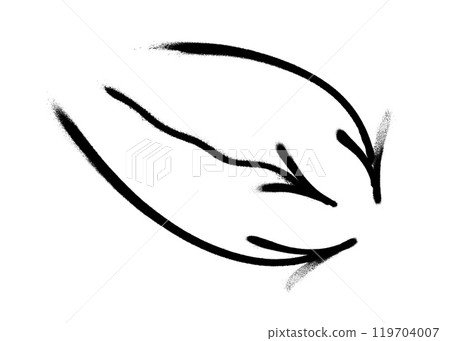 Graffiti arrow with overspray in black over white. Graffiti arrow with overspray in black over white. 119704007