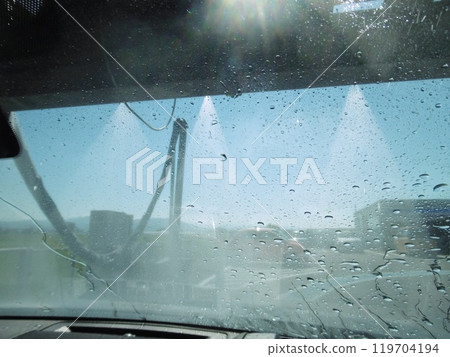From inside the car during the car wash 119704194