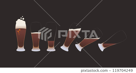 dark beer fullness various stages on dark 119704249