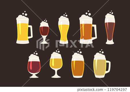 beer glasses in flat design in set beer glasses in flat design in set 119704297