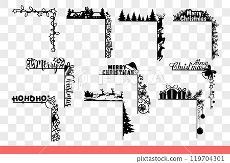 Christmas headers on corners and frames for portraits or cards with congratulatory words. Hand drawn 119704301