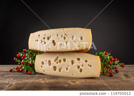 Two pieces of swiss cheese Two pieces of swiss cheese 119705012