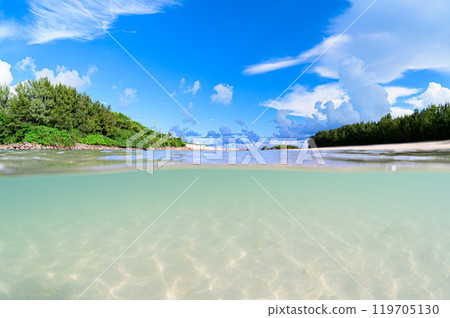 美麗的沙灘和波光粼粼的水底 119705130