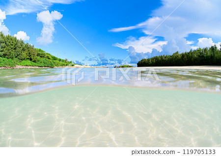 美麗的沙灘和波光粼粼的水底 119705133